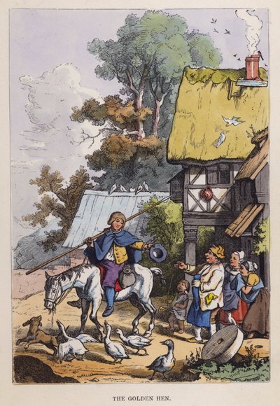 Den gyldne høne (farve litho) af German School