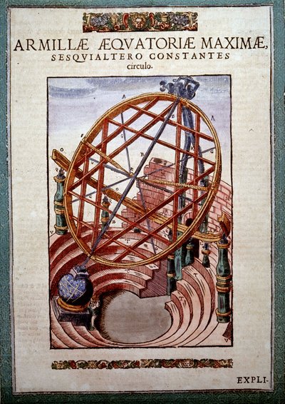 The Great Equatorial Armil i "The Mechanism of Astronomy" af Tycho Brahe (1546 - 1601), Wandsbeck af German School