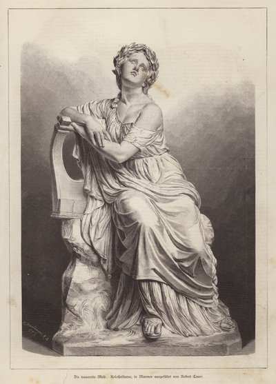 The Grieving Muse, marmorstatue af den tyske billedhugger Robert Cauer den Ældre (gravering) af German School