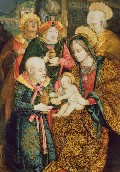 Den hellige familie og de tre magi af German School
