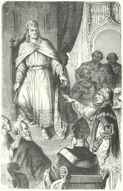 Den hellige romerske kejser Karl IV udsteder den gyldne tyr fra 1356 (gravering) af German School