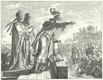 Den hellige romerske kejser Otto III anklager romerne for illoyalitet (gravering) af German School