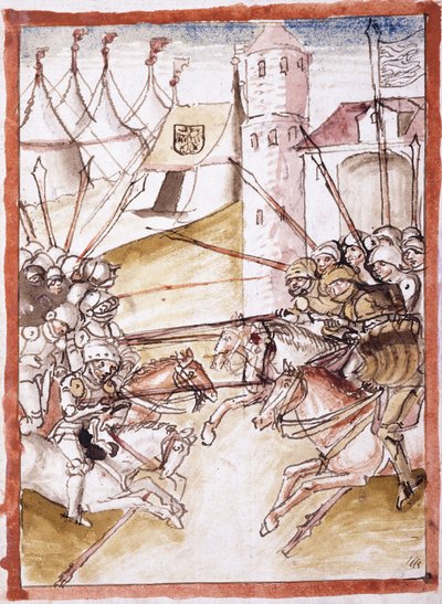 Romerne angriber Augsburg, ca. 1490 af German School