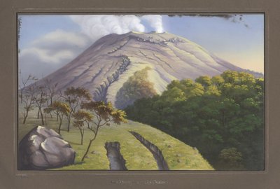 Sydsiden af ​​toppen af ​​Merapi set fra en højde af 5231 fod, september 1836, pl.VII, fra topografisk og videnskabelig atlas på rejsen gennem Java, af Dr. Fru Junghuhn, Magdebur af German School