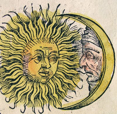 The Sun and Moon, offentliggjort i Nürnberg Chronicle, 1493 af German School
