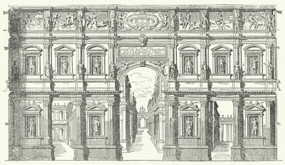 Teatro Olimpico ("Olympisk Teater") i Vicenza, Norditalien (gravering) af German School