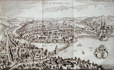 Byen Lucerne, Schweiz, fra 
