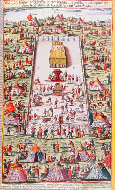 Israels stammer genforenet omkring Pagtens Ark i Sinai-ørkenen, efter udvandringen fra Egypten, ca. 1630 af German School
