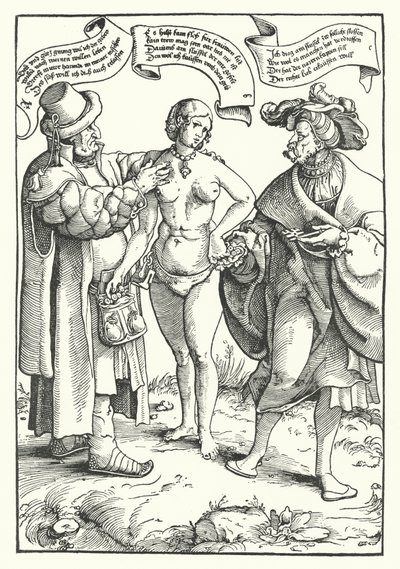 The Unequal Lovers (gravering) af German School