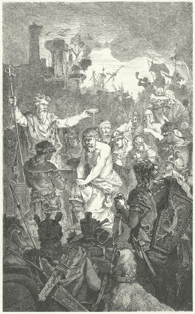 Dåben af Clovis I, frankernes konge, 496 (gravering) af German School