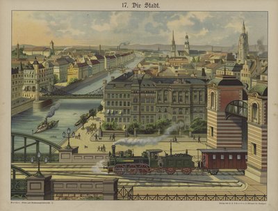 Byen (farve litho) af German School