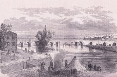 Forsvaret af Paris-ødelæggelsen af broen Jonville-sur-Marne, Cassells historie om krigen mellem Frankrig og Tyskland udgivet af Cassell and Company Limited, ca. 1890 (litho) af German School