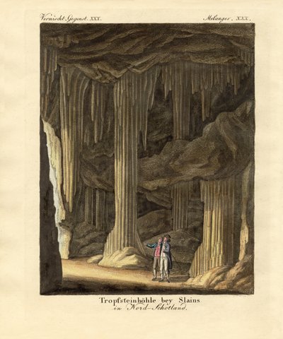 Kalkstenshulerne (farvet gravering) af German School