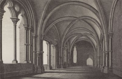 Lobbyen ved Maulbronn Kloster, Baden-Württemberg, Tyskland (gravering) af German School