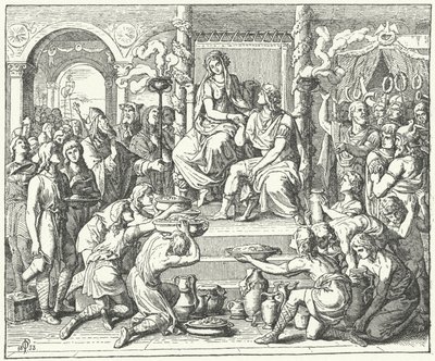 Ægteskabet mellem Ataulf, vestgoternes konge, og Galla Placidia, datter af den romerske kejser Theodosius I, 414 (stik) af German School