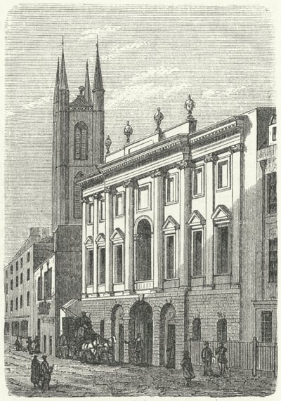 Det oprindelige hjem for Bank of England, Walbrook, London (gravering) af German School