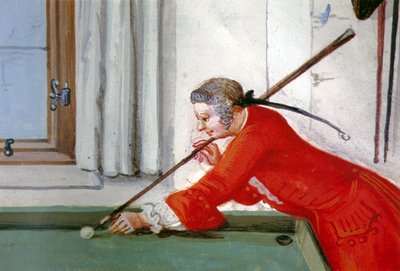 Billardspillets oprindelse, ca. 1745 (akvarel) af German School