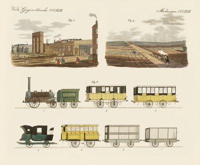 Jernbanen mellem Manchester og Liverpool (farvet gravering) af German School