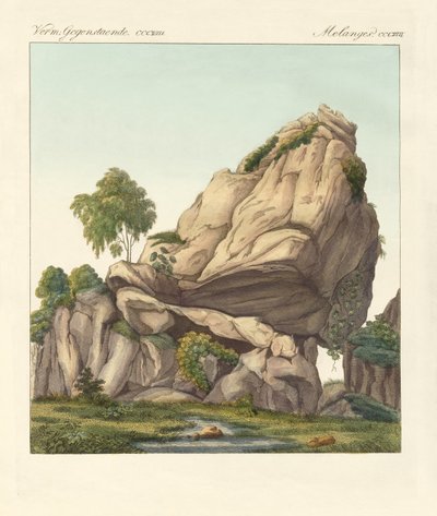 Den formodede fossiliserede Reuter af Fontainebleau (farvet indgravering) af German School