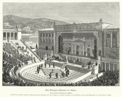 Dionysos Eleuthereus Teater, Athen, Antikkens Grækenland (gravering) af German School