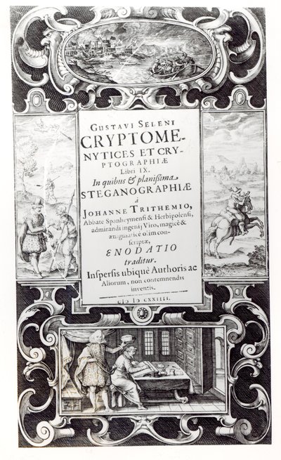 Titelside til bog 9 af Cryptomenysis and Cryptography af Gustavus Selenus (Augustus, hertug af Brunswick), 1624 af German School