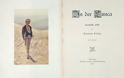 Titelblad til romanen In der Lunca af Carmen Sylva, udgivet i Regensburg 1906 af German School