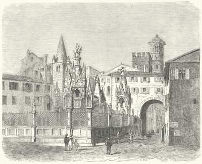 Scaligeri-gravene, middelalderlige herskere i Verona (gravering) af German School