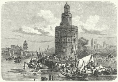 Torre del Oro, Sevilla, Spanien (gravering) af German School