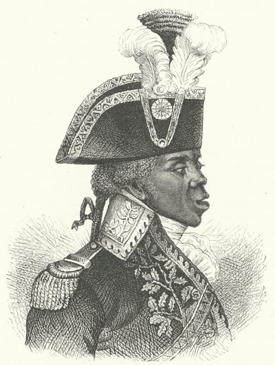 Toussaint Louverture, leder af den haitiske revolution (gravering) af German School