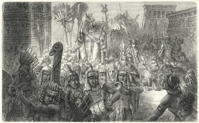Triumftog af en gammel egyptisk farao (gravering) af German School