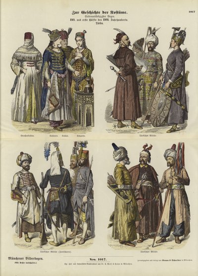 Turkish costumes, 17th and first half of 18th Century  af German School