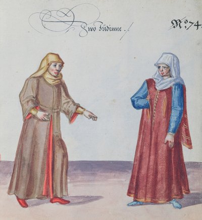 To jødiske kvinder, ca. 1600 (wc på papir) af German School