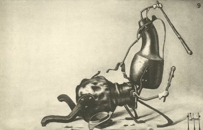 To kander kæmper en duel (litho) af German School