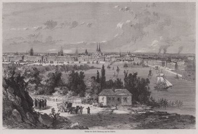 Udsigt over Bordeaux, Frankrig (gravering) af German School