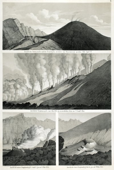 Udsigt over Mount Somma og Mount Vesuv, set fra vest fra observatoriet, 27. april 1855 af German School