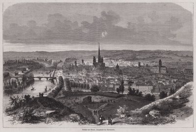 Udsigt over Rouen, Normandiet, Frankrig (gravering) af German School