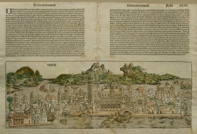 Udsigt over Venedig, illustration fra Liber Chronicarum af Hartmann Schedel (1440-1514) udgivet i Nürnberg, 1493 af German School