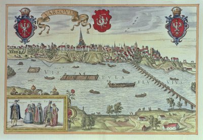 Udsigt over byen Warszawa ved siden af floden Vistula, fra 