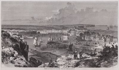 Udsigt over havnen i Dieppe, Normandiet, Frankrig (gravering) af German School