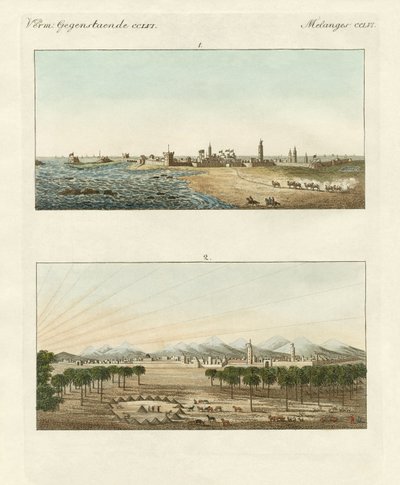 Udsigt over Afrika (farvet gravering) af German School