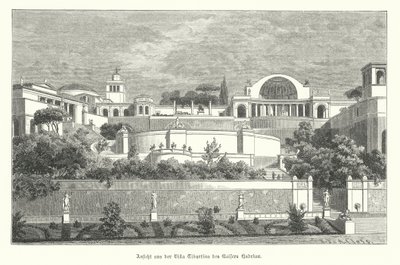 Villa af den romerske kejser Hadrian i Tivoli, Italien (gravering) af German School