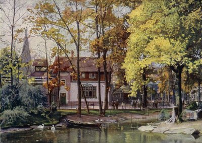 Waldschanke restaurant, Berlin Zoological Garden, Tyskland (farve litho) af German School