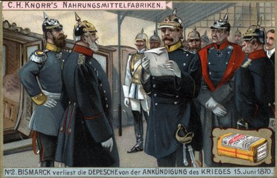 Krig i 1870. Den preussiske general Otto von Bismarck (1815-1898) læste krigserklæringen den 15. juni af German School