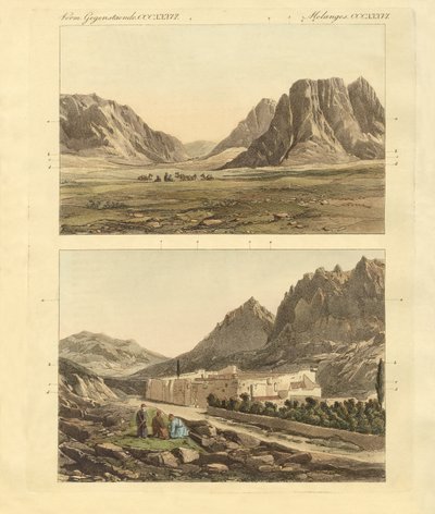 Vejen til Sinai-bjerget (farvet indgravering) af German School