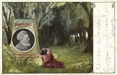 Wilhelm Liebknecht, tysk socialdemokratisk politiker (farve litho) af German School