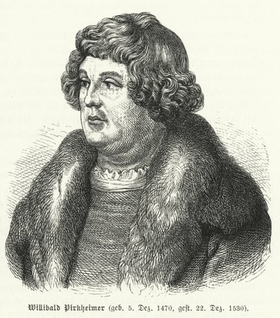 Willibald Pirckheimer, tysk renæssanceadvokat, forfatter og humanist, og ven af Albrecht Durer (gravering) af German School