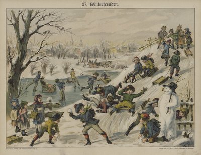 Winter Amusements (Color Litho) af German School