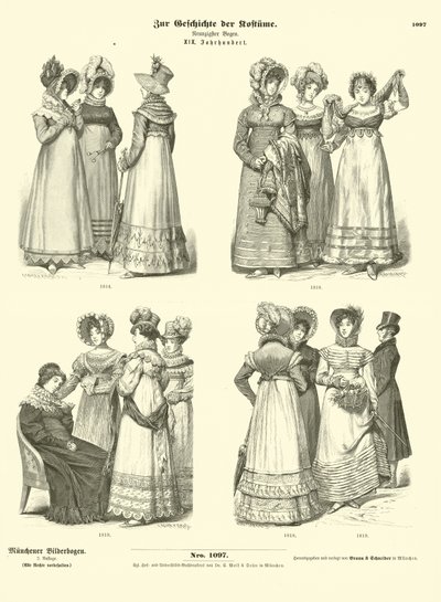 Womens costume, 19th Century  af German School