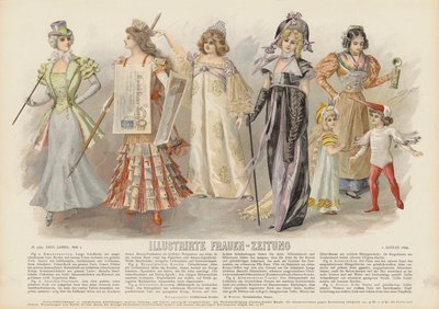 Kvinders kostumer og modetøj (farve litho) af German School