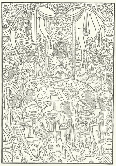 Træsnit fra den første udgave af Lancelot du Lac, trykt i Rouen af Jean le Bourgeois i 1488 (stik) af German School